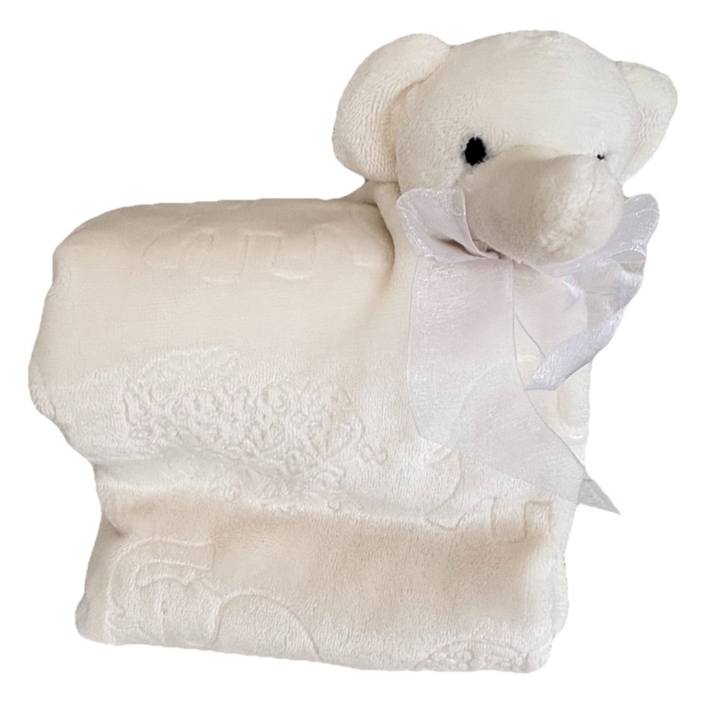Thro Baby Plush Cream Elephant Blanket